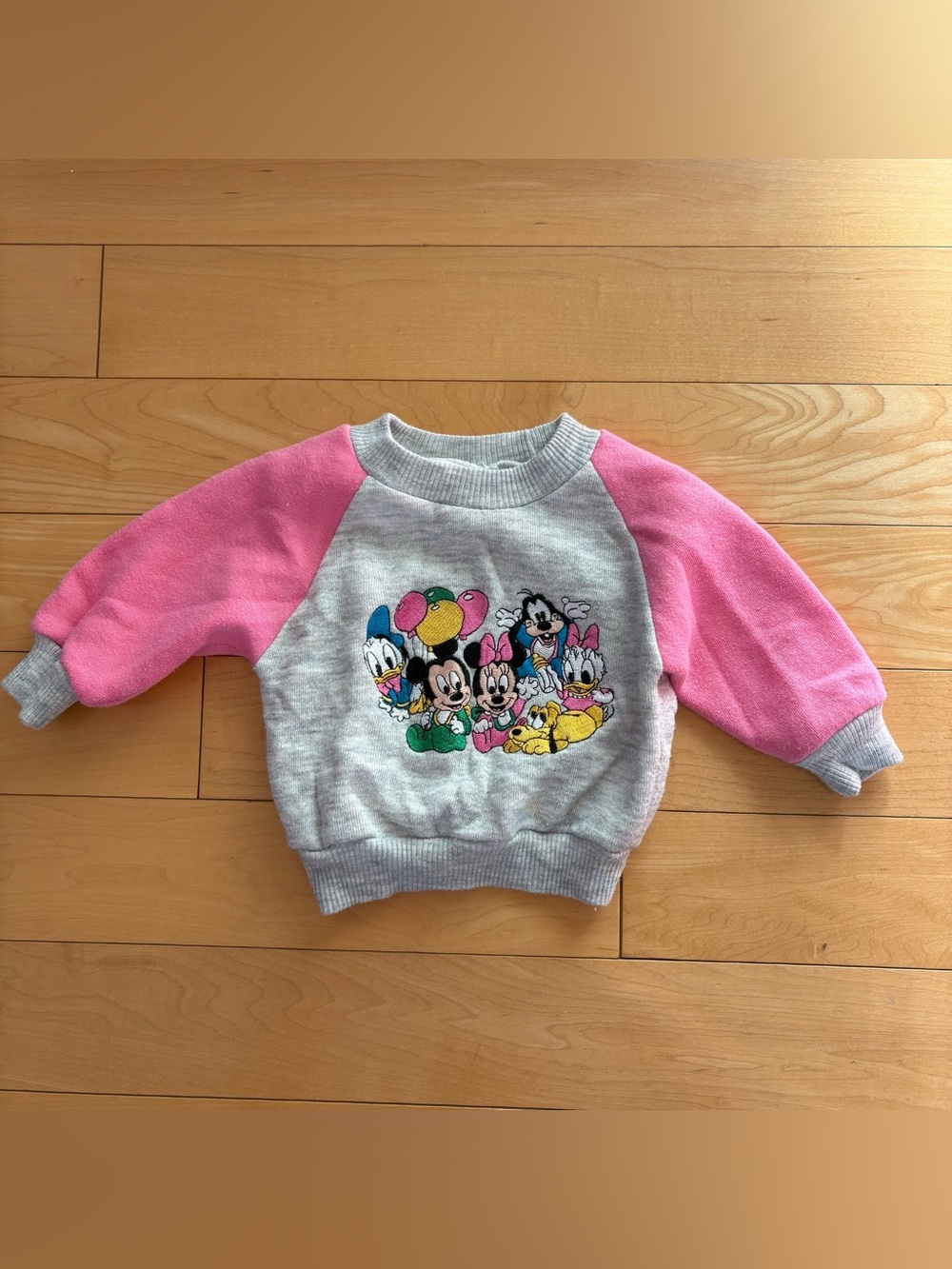 Vintage Disney Sweatshirt with Embroidered Characters Mickey and Minnie